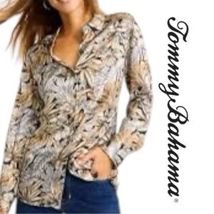 Tommy Bahama Silk Shirt Women Floral Size L Long Sleeve NWT